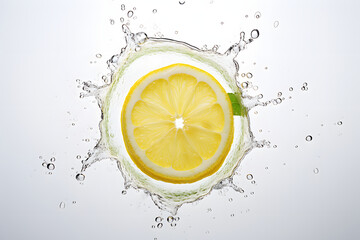 Close up of lemon in water on white background