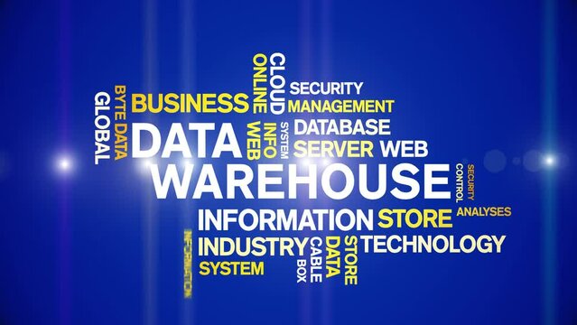 4k Data Warehouse Animated Tag Word Cloud;Text Design big data Animation typography seamless loop.