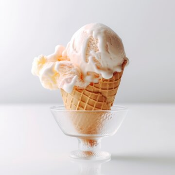 Ice cream, white background. Generative AI