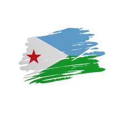 Djibouti flag - nation vector country flag trextured in grunge scratchy brush stroke.