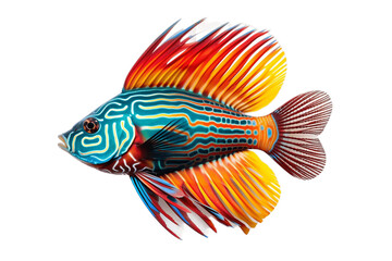 Vibrant and colorful fish swimming against a transparent background, Generative Ai