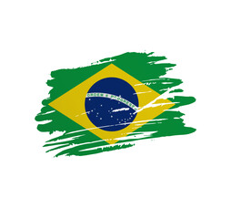 Brazil flag - nation vector country flag trextured in grunge scratchy brush stroke.