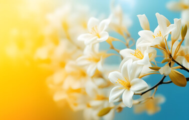 Radiant Nature's Artistry: Yellow Jasmine Flower Close up