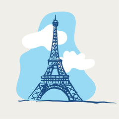 Fototapeta na wymiar Travel, Eiffel tower , France, travel, tourism, french seasides , sketch ,Eiffel tower illustration, old architecture, monuments, sketch 
