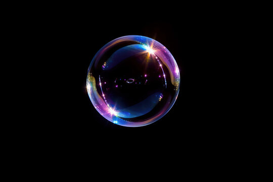Soap bubbles floating in the air, Generative AI