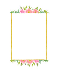 Obraz premium Watercolor floral wreath bouquet label badge