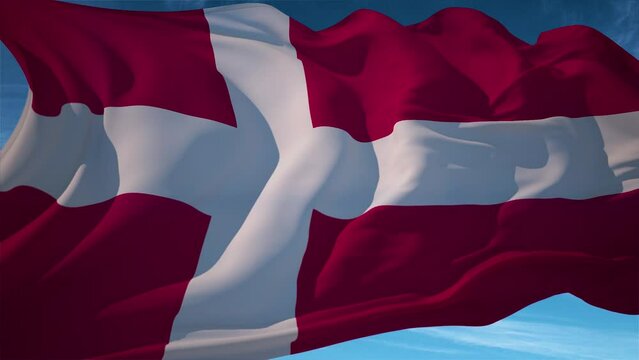 Waving flag loop. National flag of Denmark