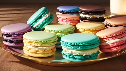 A sweeping view of a colorful array of macarons