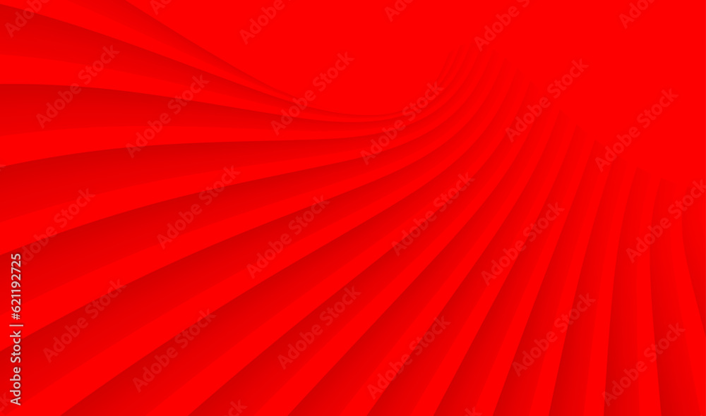 Poster Abstract red background with 3d lines pattern, architecture minimal red striped vector background