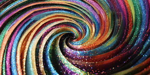 Fototapeta na wymiar Rainbow glitter background texture, Sparkly colorful glitter texture spiral backdrop