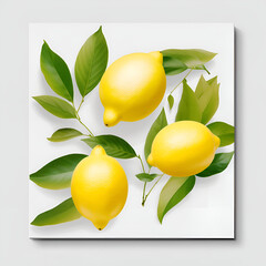lemon with leaves  generative AI