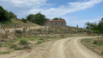 Gokceada, Canakkale, Turkey, May 28, 2023: The Church of Constantine and Helena, one of the historical churches of Gokceada island