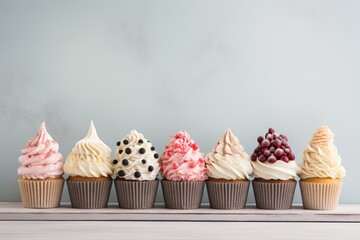 collection of different colorful cupcakes created using generative Ai tools