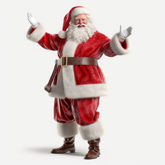 Santa Claus Illustration: Traditional Red Suit and Jolly Spirit on White Background - Generative AI-Generated Artwork for Holiday Decorations and Designs