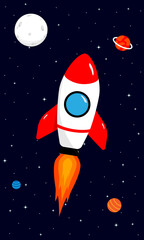 Rocket and space background template Vector illustration