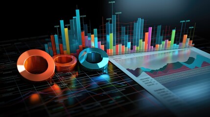 Statistic charts with data, AI generated Image