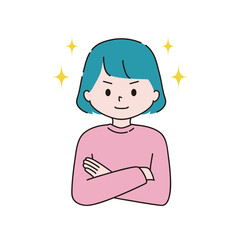 腕を組む　ドヤ顔　女性