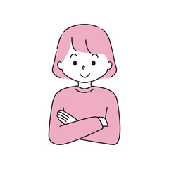 腕を組む　笑顔　女性