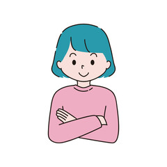 腕を組む　笑顔　女性