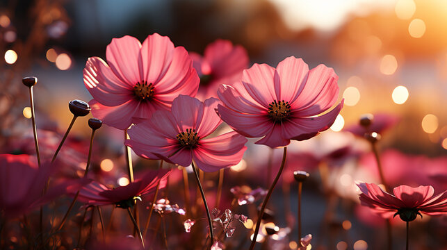 pink flowers HD 8K wallpaper Stock Photographic Image