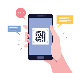 Smartphone screen with qr code.