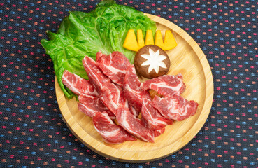 Fresh, raw beef slices
