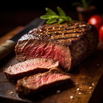 Texas steak photo - realistic, Culinary Photography, delicious, vibrant colors, natural lighting, appetizing mood, indoor setting