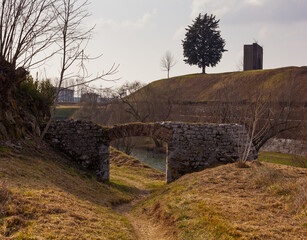 Stone arch of the Ramparts of Palmanova, italy