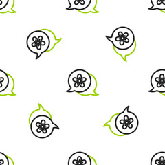 Line Flower icon isolated seamless pattern on white background. Vector