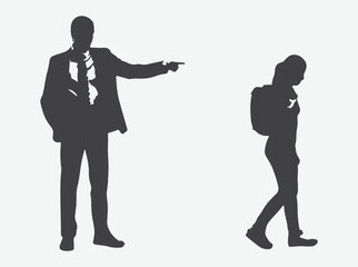 Intense Emotions Unveiled, Full-Length Silhouette of an Angry Father Engaging in a Heated Confrontation with His Daughter