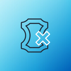 Fototapeta premium Line No leather icon isolated on blue background. Colorful outline concept. Vector