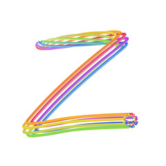 z alphabet letter , illustration hand drawing 3D
