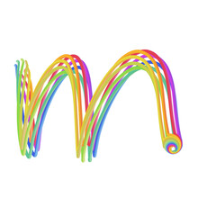 m alphabet letter , illustration hand drawing 3D