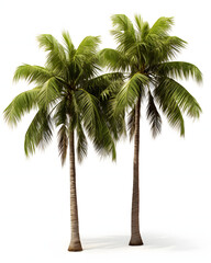 Large tropics palm trees isolated on white
