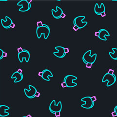 Fototapeta premium Line Chinese fortune cookie icon isolated seamless pattern on black background. Asian traditional. Vector