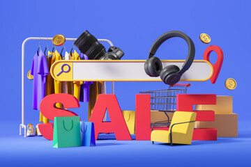 Search bar mock up, online internet shopping and delivery