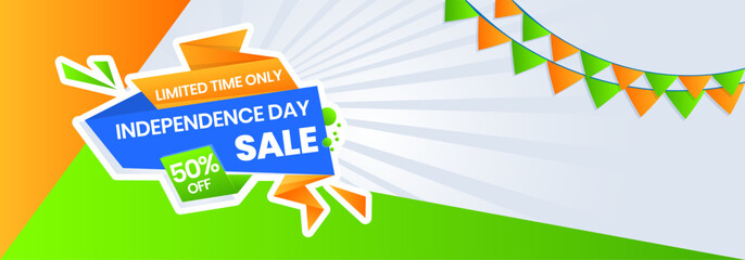 Indian Freedom sale banner, poster and web header vector illustration. 15 August Happy Independence Day.