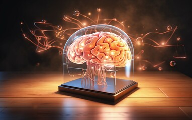 AI concept, brain on processor chip
