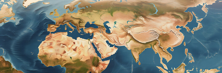 Satellite image of the planet earth and full world map