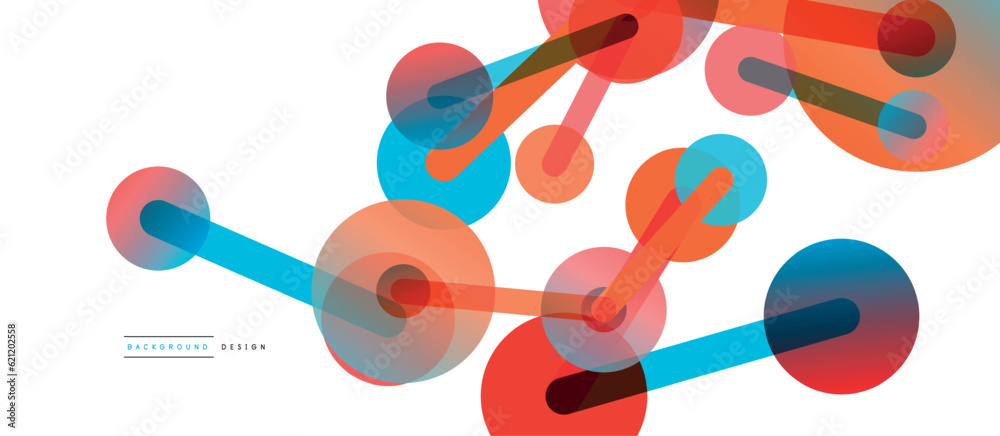 Poster Line points connections geometric abstract background. Circles connected by lines. Trendy techno business template for wallpaper, banner, background or landing