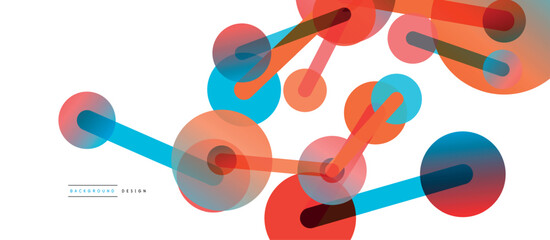 Line points connections geometric abstract background. Circles connected by lines. Trendy techno business template for wallpaper, banner, background or landing