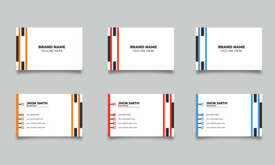 Double Sided Creative and modern business card template Personal business card with company logo Golden, Red and Blue colors Clean Business Card Name Card Visiting Card Simple Card Vector Design 