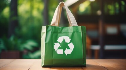 Eco Recycle Bag Background, No Plastic Bag Concept, Stop Using Disposable Package. Generative Ai