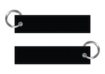 Blank black fabric keychain for template on white background, vector file