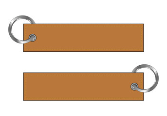 Blank leather fabric keychain for template on white background, vector file