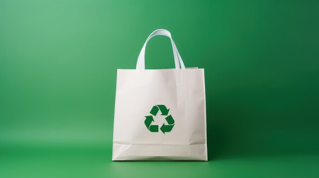 Eco Recycle Bag Background, No Plastic Bag Concept, Stop Using Disposable Package. Generative Ai