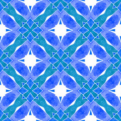 Oriental arabesque hand drawn border. Blue