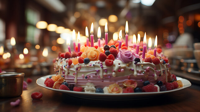 birthday cake HD 8K wallpaper Stock Photographic Image