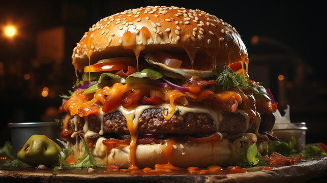 hamburger HD 8K wallpaper Stock Photographic Image