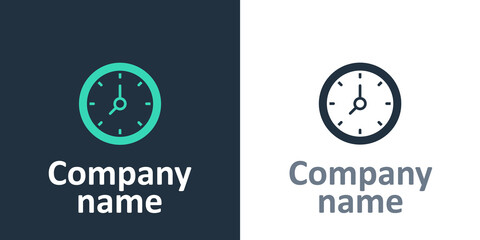 Logotype Clock icon isolated on white background. Time symbol. Logo design template element. Vector